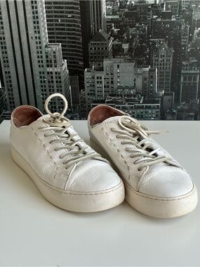 Frye White Leather Low-Top Sneakers